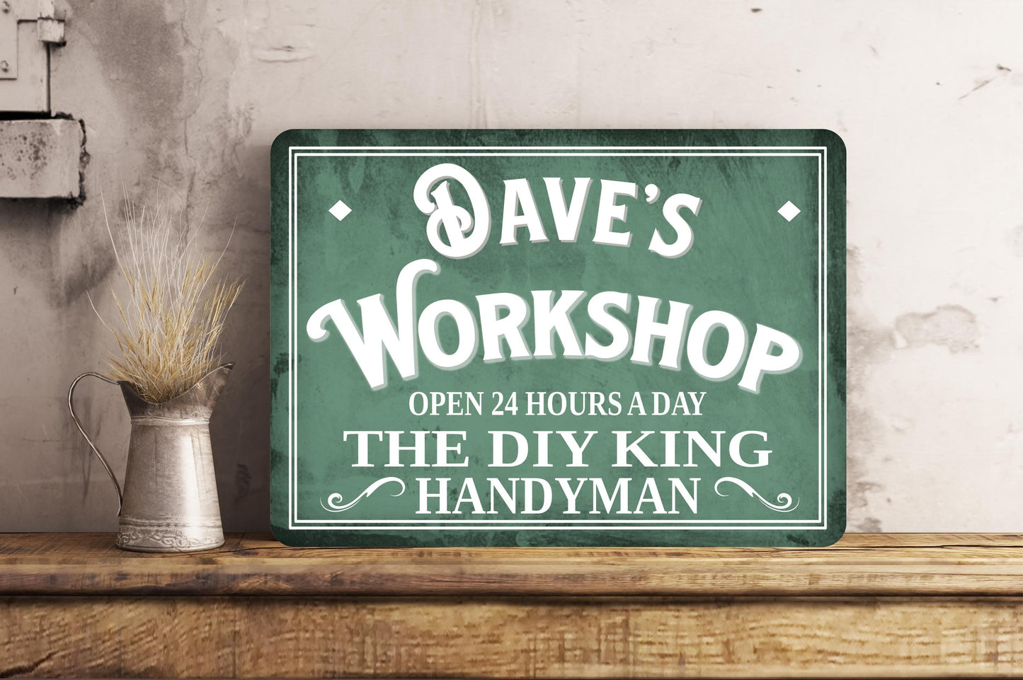 Personalised Colour Metal Sign Plaque Workshop Dad's Boyfriend Husband Four Sizes Waterproof Indoor / Outdoor Personalized