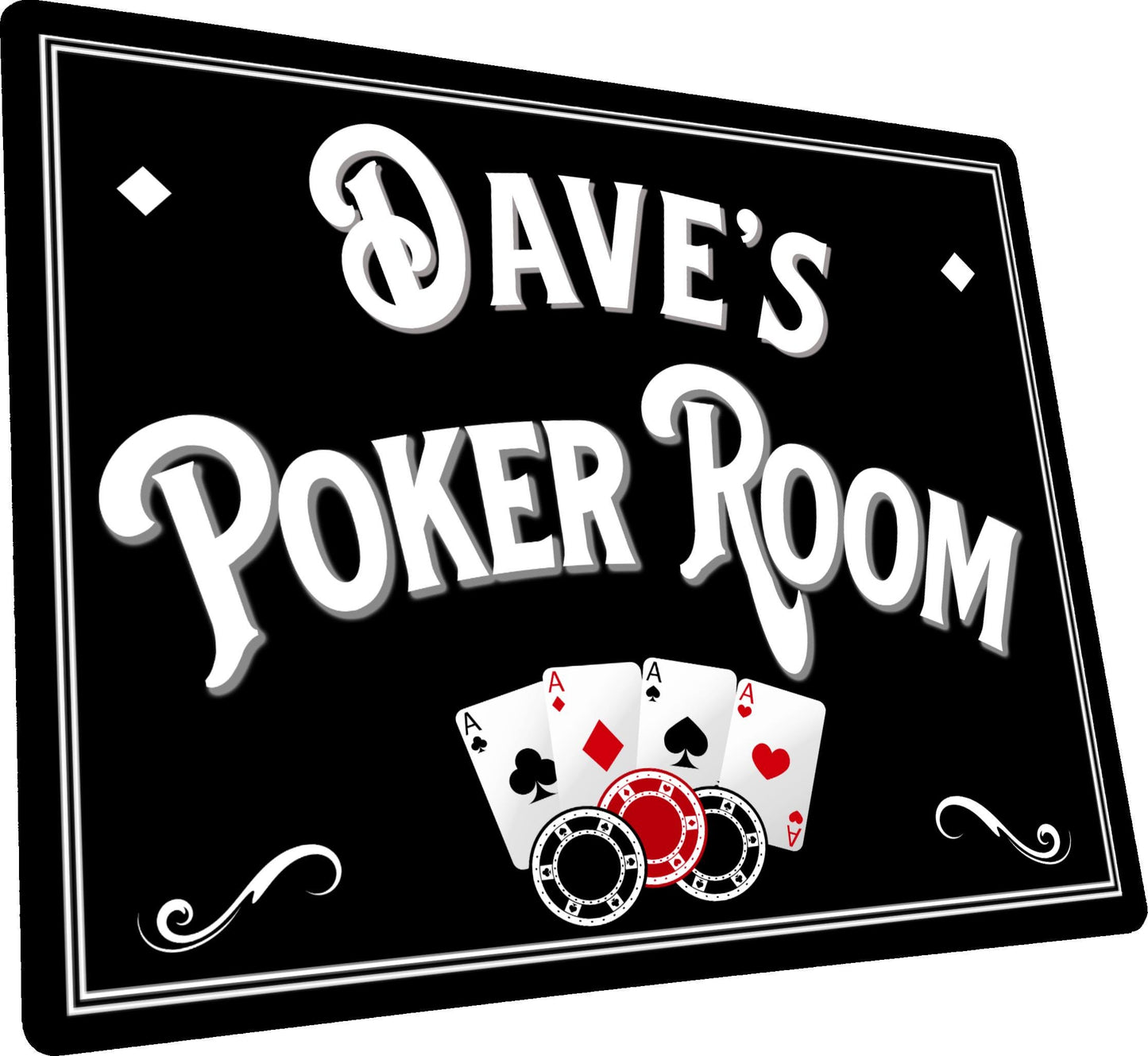 Personalised Poker Games Room Metal Wall Sign Gift Present Pub Club Casino Wall Plaque Door Sign Any Name