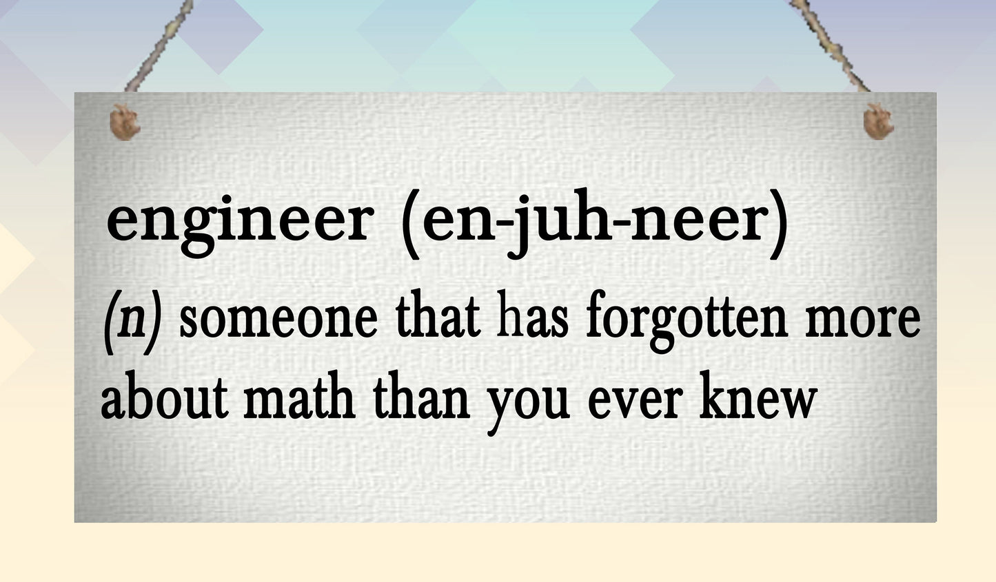 Engineer Definition Funny Metal Hanging Wall Plaque Gift Present Birthday Christmas