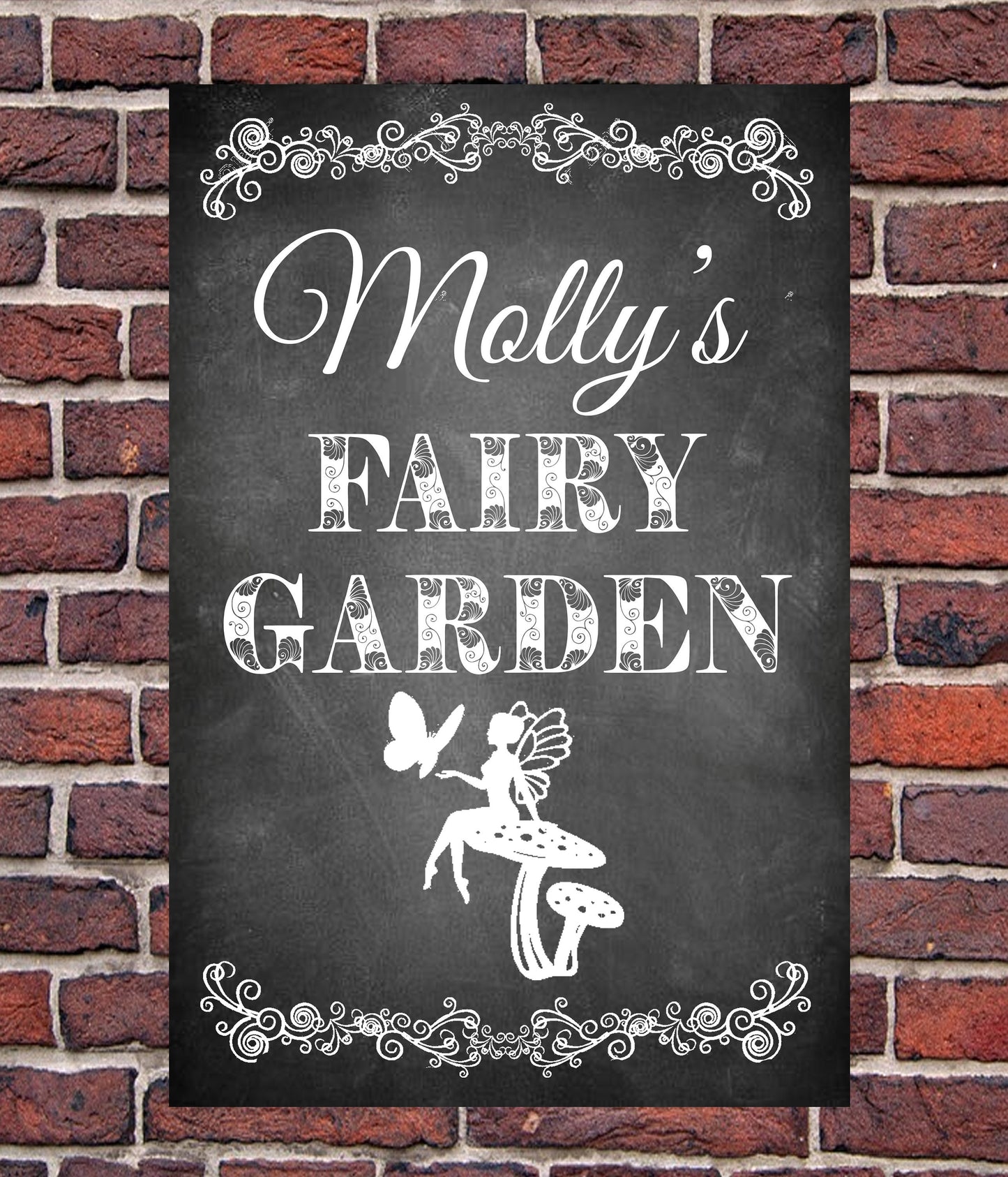 PERSONALISED Fairy Garden Metal Wall Sign Gift Present