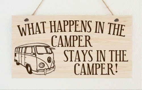 Camper Metal Wood Grain Effect Hanging Plaque Funny Friend Gift Present Camping Caravan Camper van Holiday Vacation