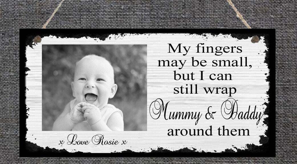 Personalised Fingers Photo Metal Hanging Wall Plaque Gift Present Birthday Christmas Father's Day Mother's Day Mummy Daddy New Baby