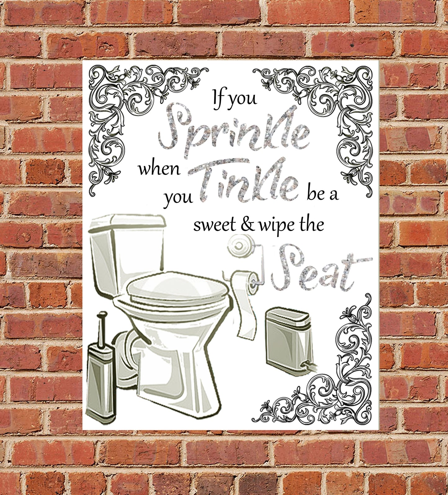 Funny Metal Toilet Sign Sprinkle when you Tinkle Bathroom Wall/Door Plaque Gift