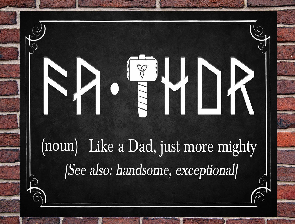 FATHOR - Black METAL Wall Sign Gift Present Father's Day Dad Daddy Grandad Uncle Father Grandpa Superhero Thor Plaque