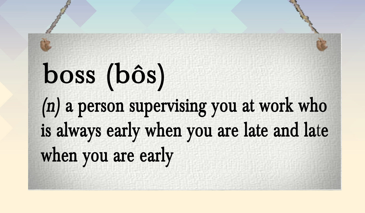 Boss Definition Funny Metal Hanging Wall Plaque Gift Present Birthday Christmas Work Colleague