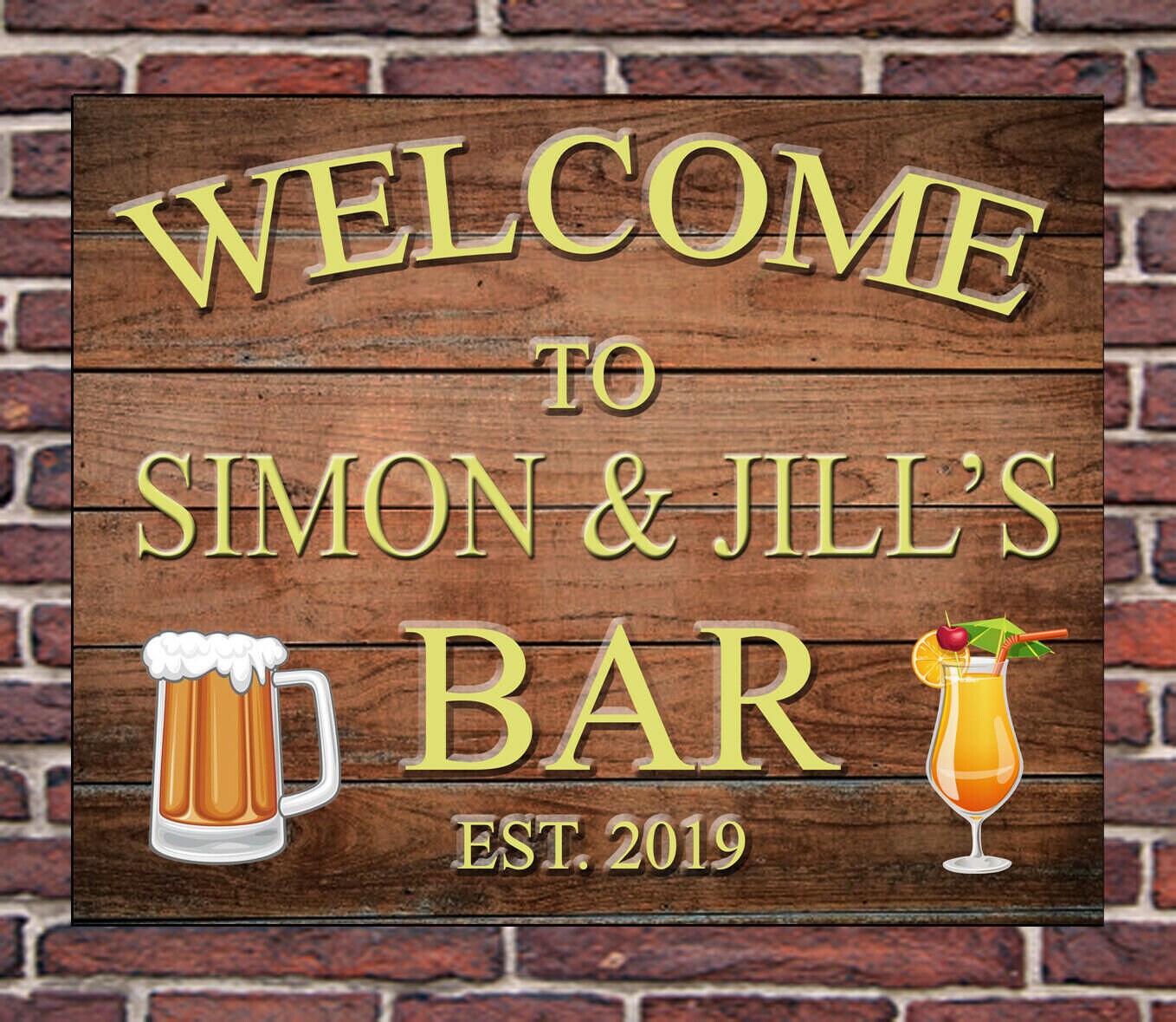 Personalised Metal Bar Wall Sign Gift Present Friends Garden Waterproof Beer