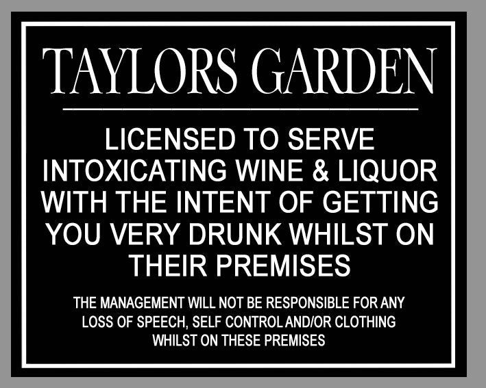 PERSONALISED Bar Garden Metal Wall Sign Gift Present BBQ Gin Party Family Funny Wall Sign