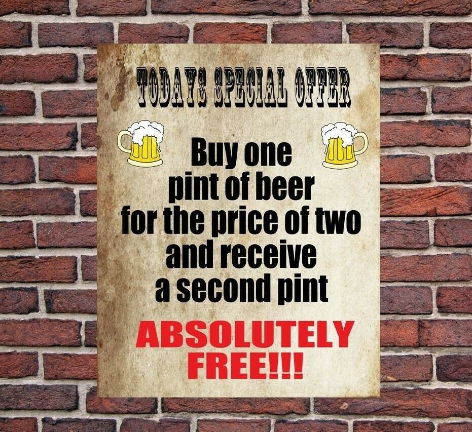 Todays Special Offer Funny Pub Beer Bar Funny Metal Wall Sign Gift Present Landlord