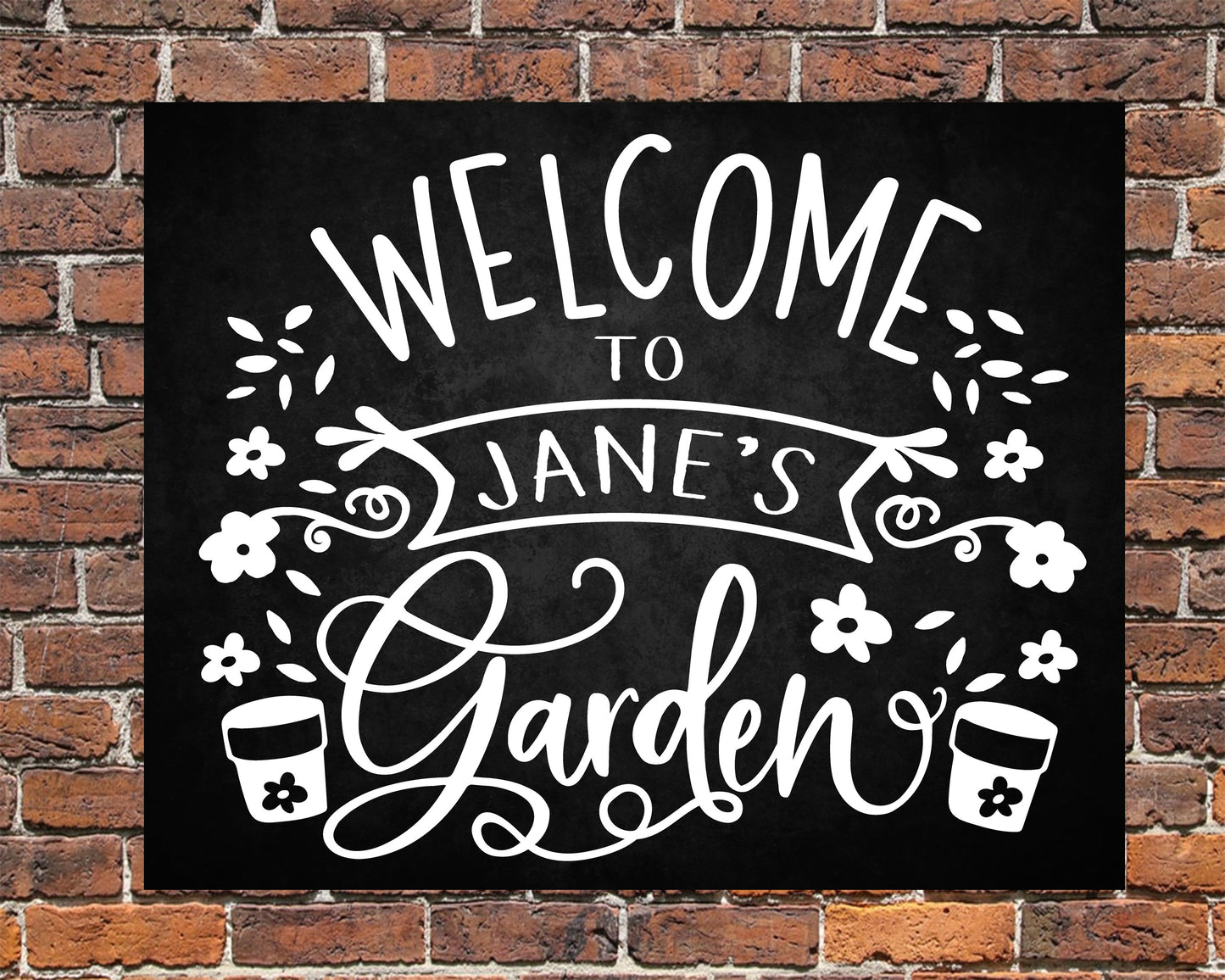 PERSONALISED Chalk Style Welcome Garden Metal Wall Sign Gift Present