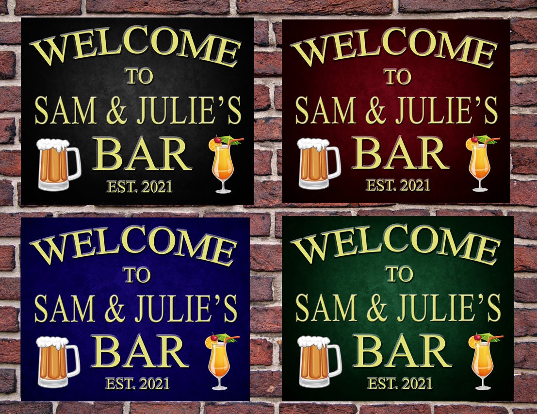 Personalised Metal Bar Wall Sign Gift Present Friends Garden Waterproof Beer Choice of 4 Colours