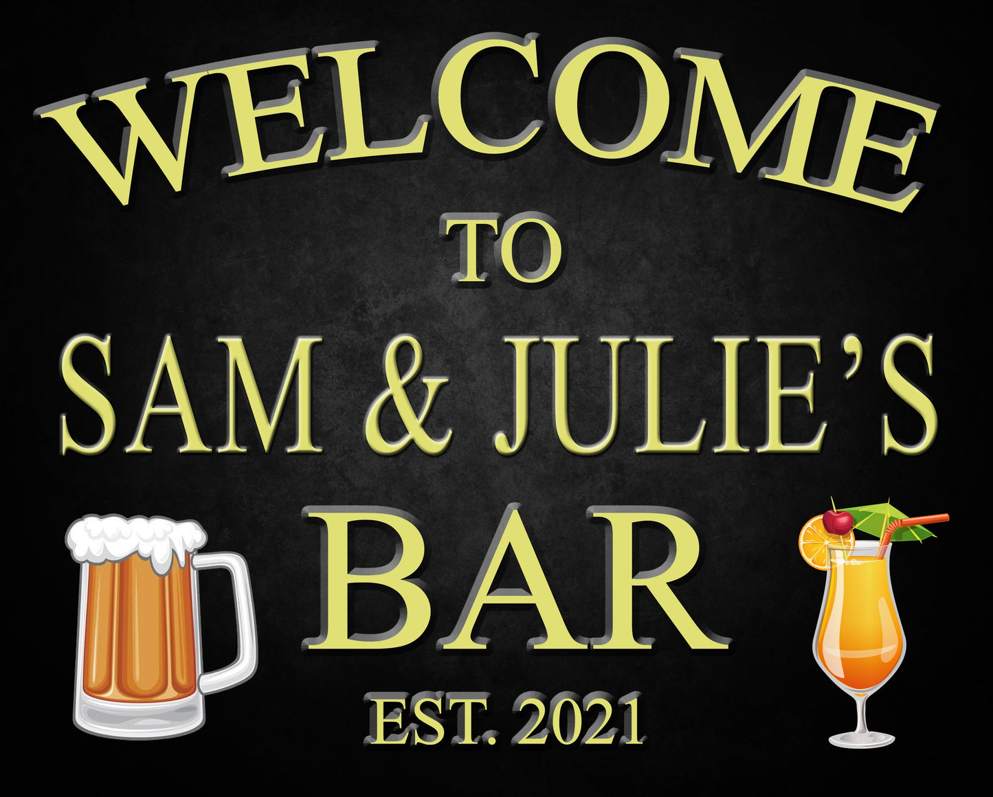 Personalised Metal Bar Wall Sign Gift Present Friends Garden Waterproof Beer Choice of 4 Colours