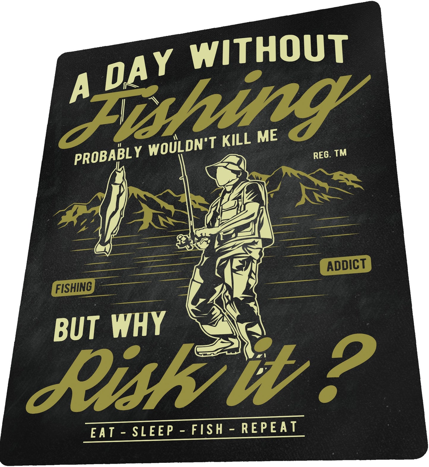 Retro Vintage Day without Fishing Fisherman Funny Metal Wall Sign Gift Present Chalkboard Style