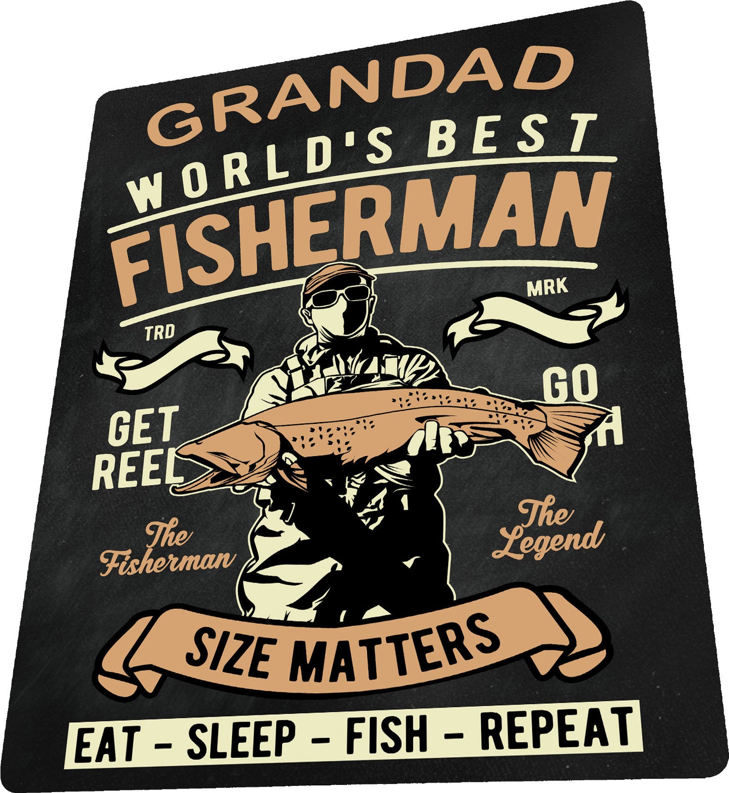 PERSONALISED Retro Vintage Grandad Worlds Best Fisherman Metal Wall Sign Gift Present Chalkboard Style