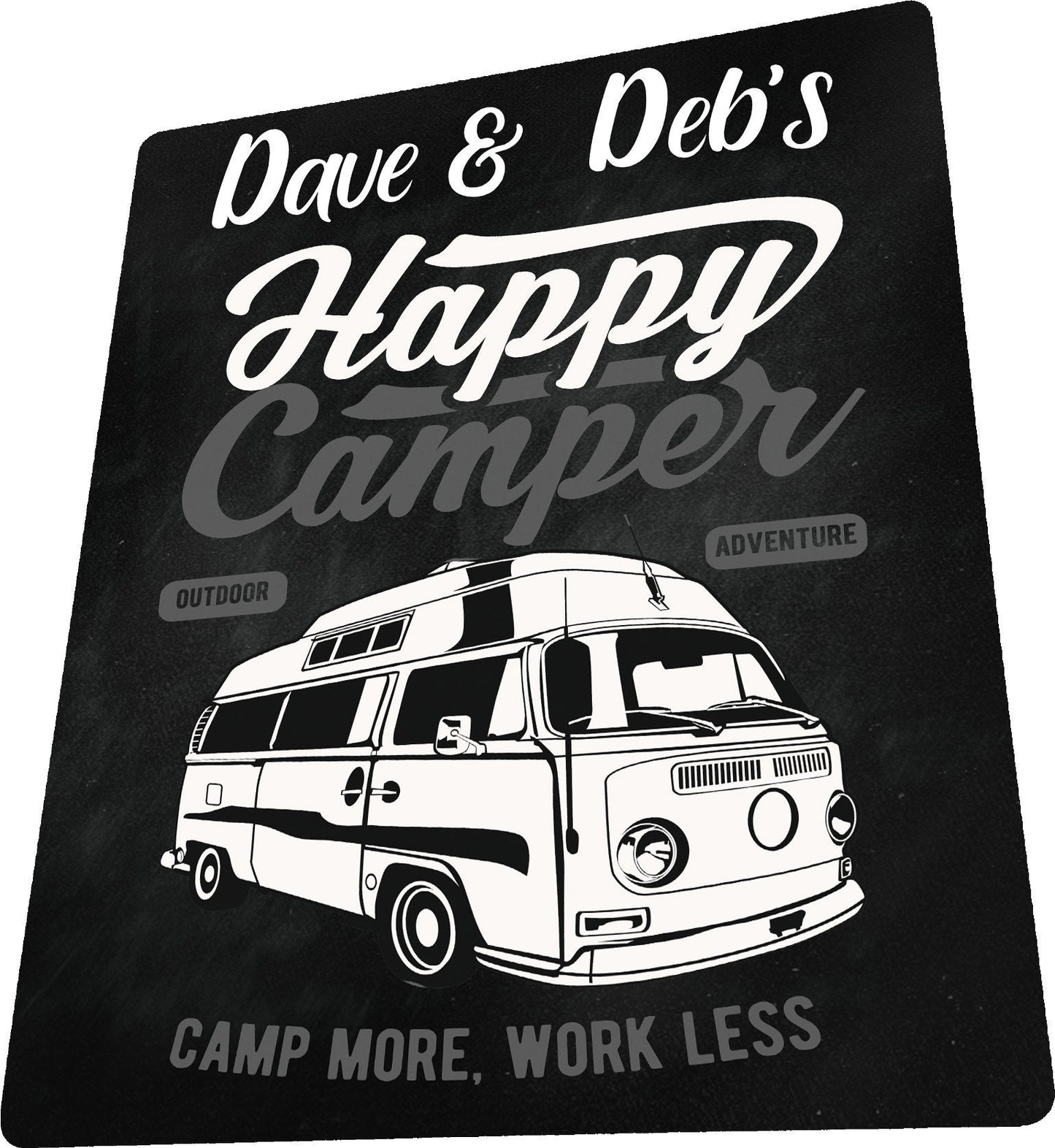 PERSONALISED Retro Vintage Happy Camper Van Metal Wall Sign Gift Present Chalkboard Style
