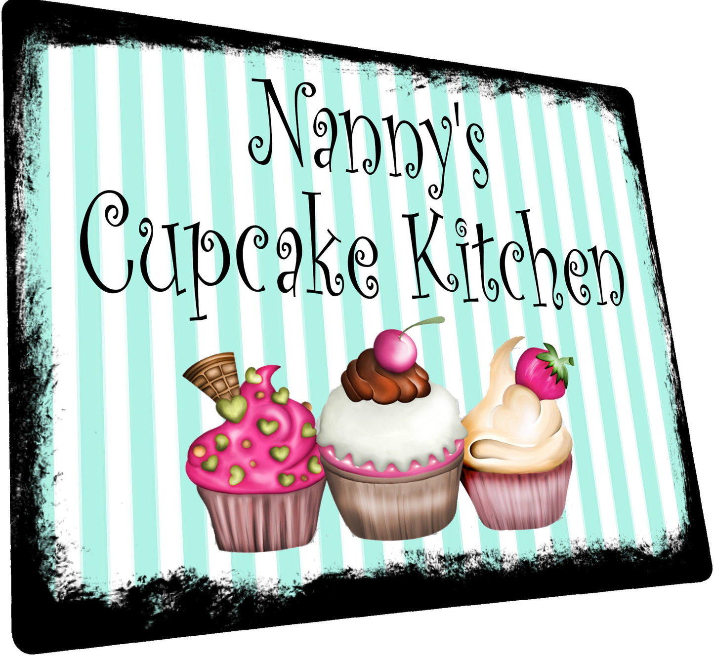 PERSONALISED Cup Cake Kitchen Metal Wall Sign Gift Present Home Nanny Mummy Granny Any Name