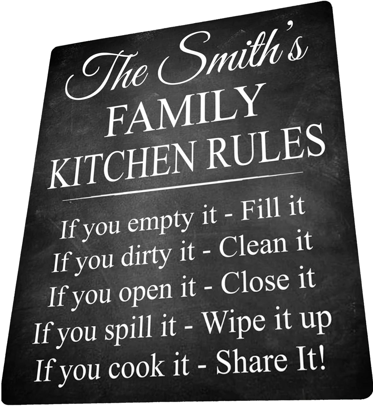 PERSONALISED Family Kitchen Rules Metal Wall Sign Gift Present Home