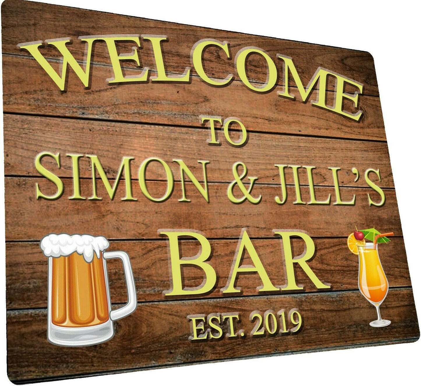 Personalised Metal Bar Wall Sign Gift Present Friends Garden Waterproof Beer