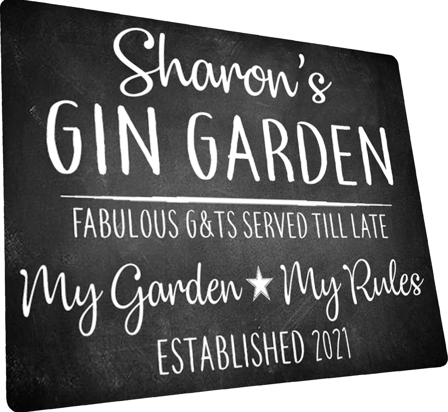 PERSONALISED Chalk Style Gin Garden Metal Wall Sign Gift Present Landlord
