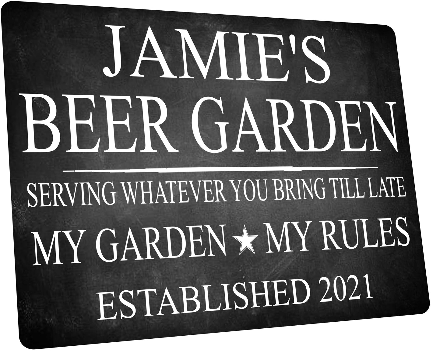 PERSONALISED Chalk Style Beer Garden Metal Wall Sign Gift Present Landlord