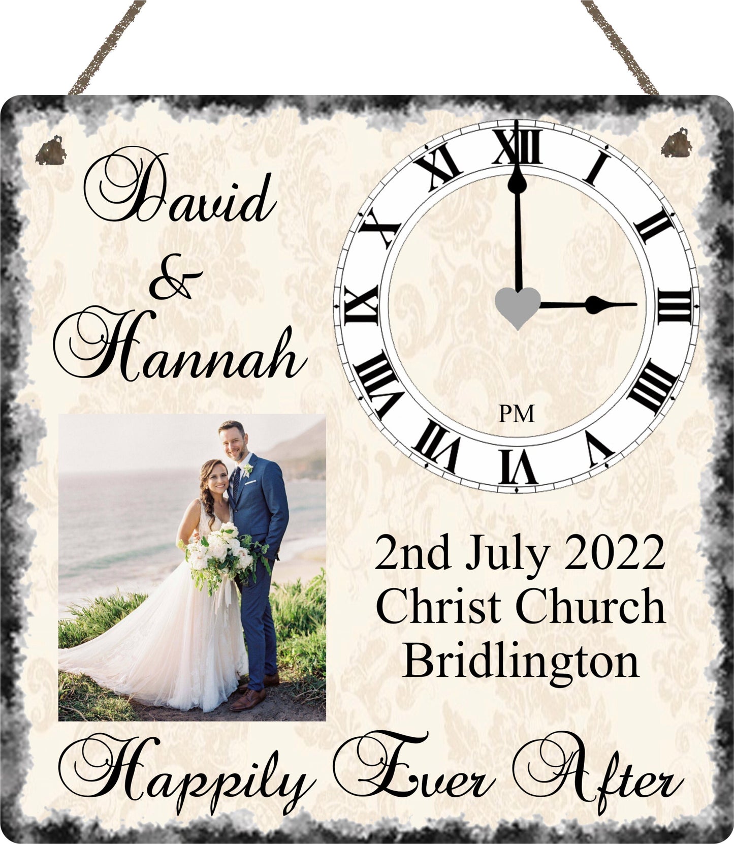 Wedding Photo Record Metal Hanging Wall Plaque Gift Present Newlyweds Newly Married