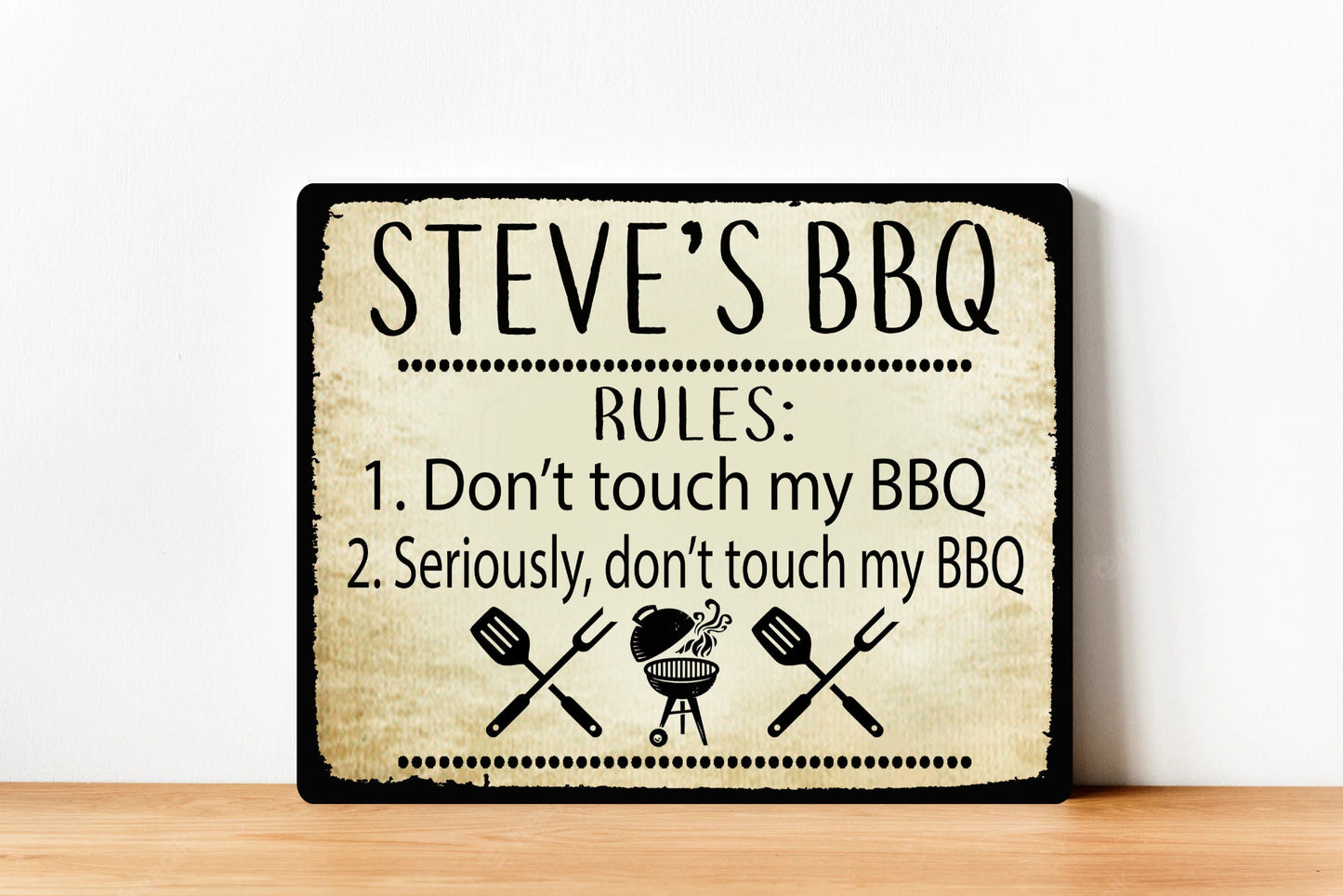 PERSONALISED Funny BBQ Garden Metal Wall Sign Gift Dad Present