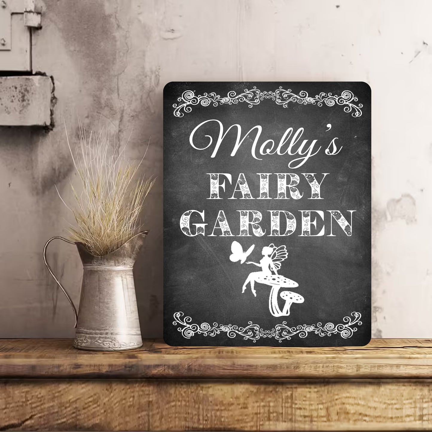 PERSONALISED Fairy Garden Metal Wall Sign Gift Present