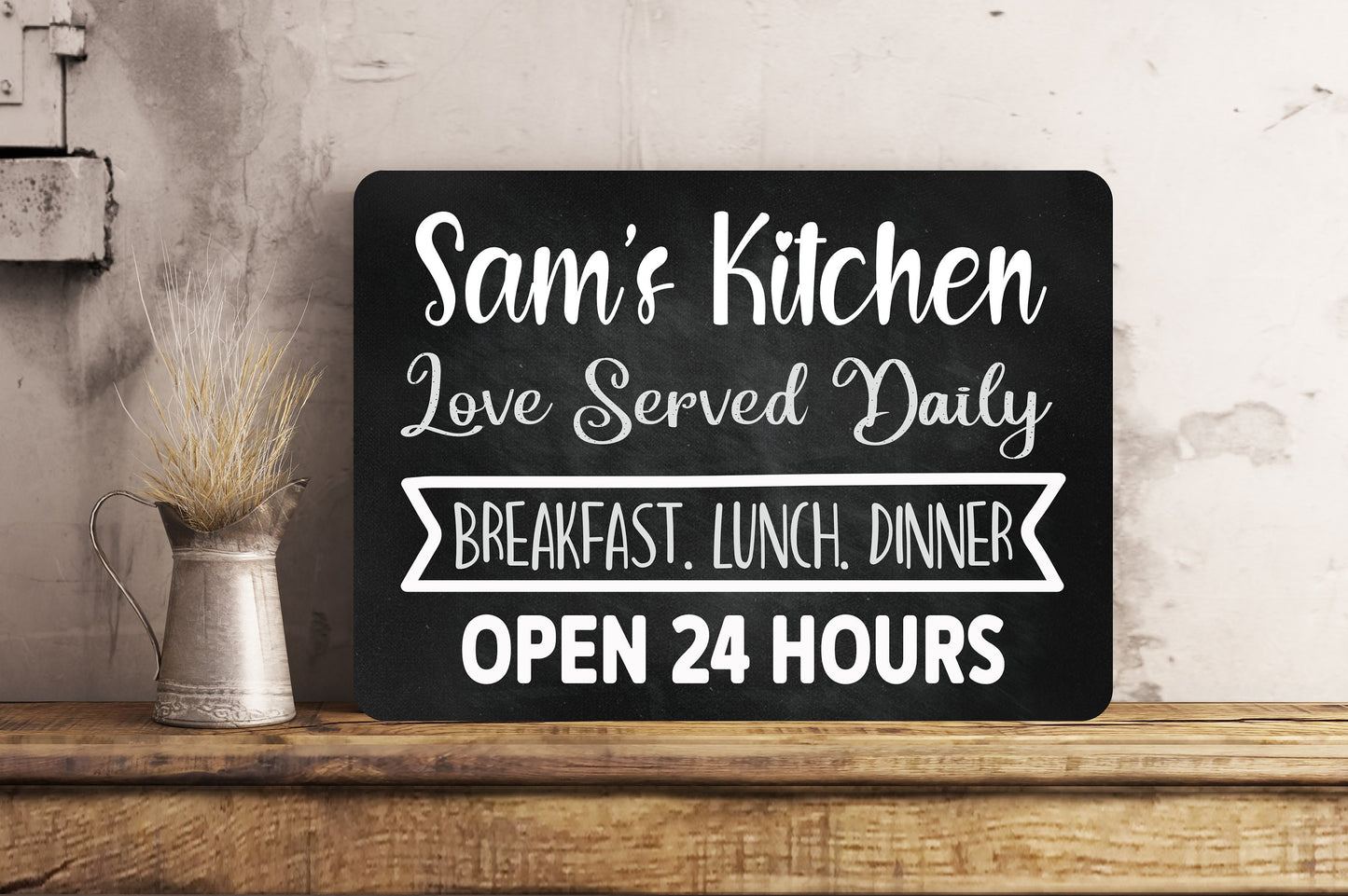 PERSONALISED Family Kitchen Metal Wall Sign Gift Present Home Love Served Daily
