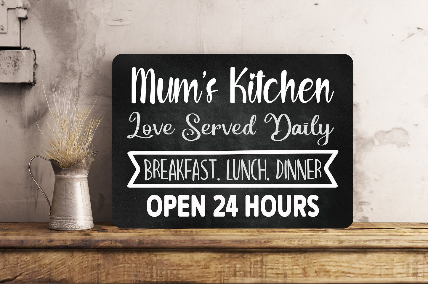 PERSONALISED Family Kitchen Metal Wall Sign Gift Present Home Love Served Daily
