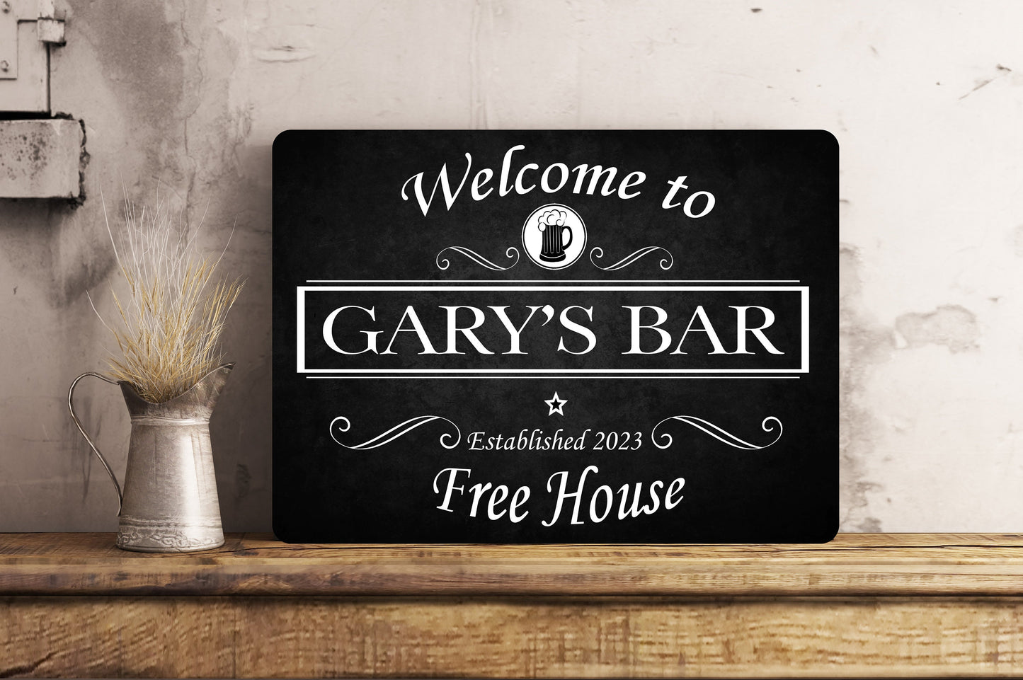 Personalised Black Pub Beer Bar Funny Metal Wall Sign Gift Present Landlord