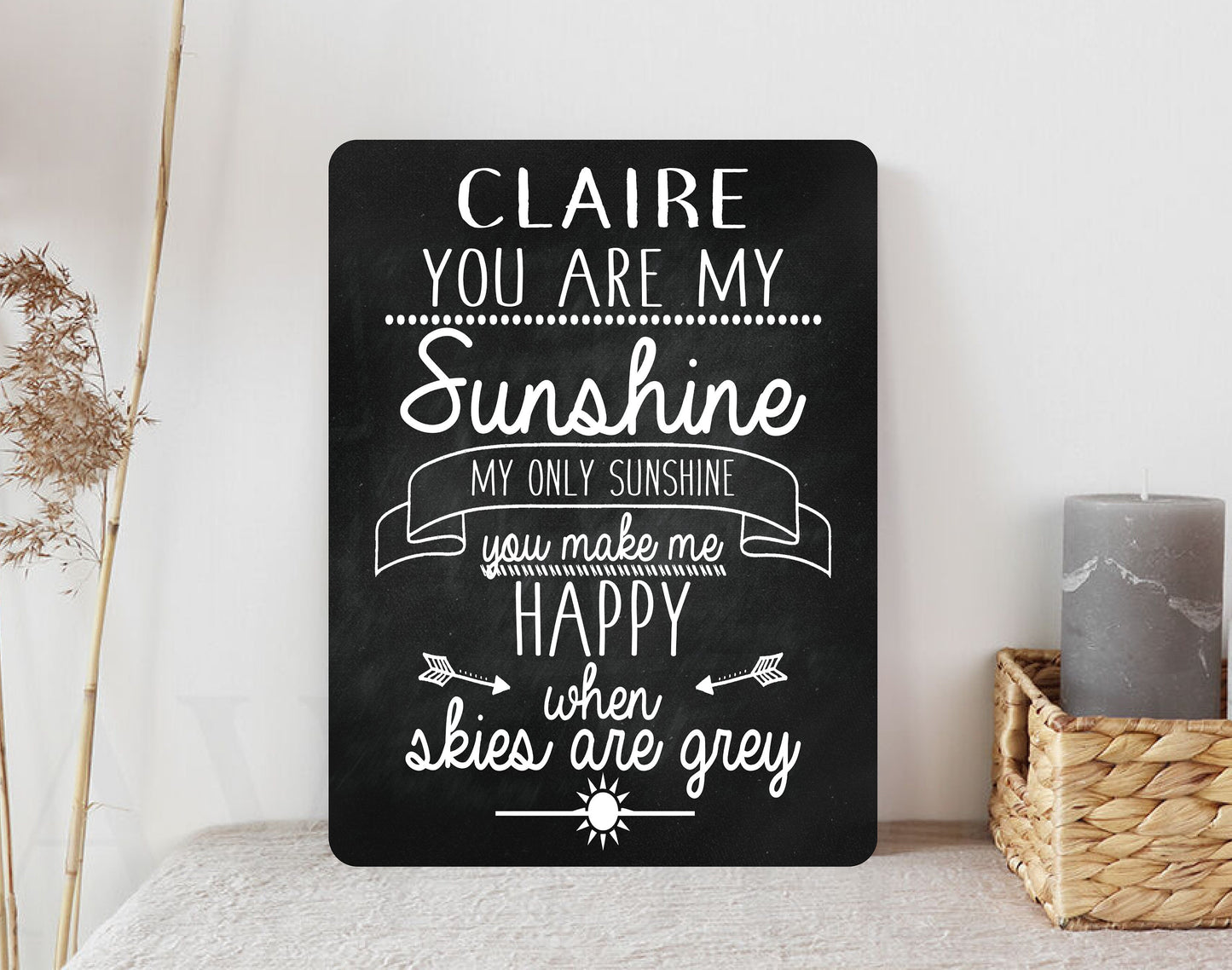 Personalised You are my Sunshine Metal Plaque Shabby Present Gift Daughter Auntie Niece Mum