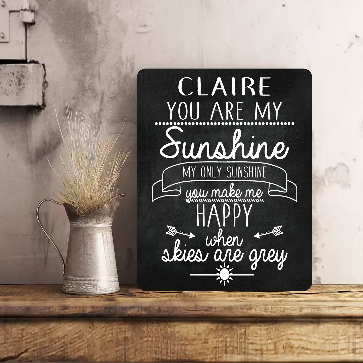 Personalised You are my Sunshine Metal Plaque Shabby Present Gift Daughter Auntie Niece Mum