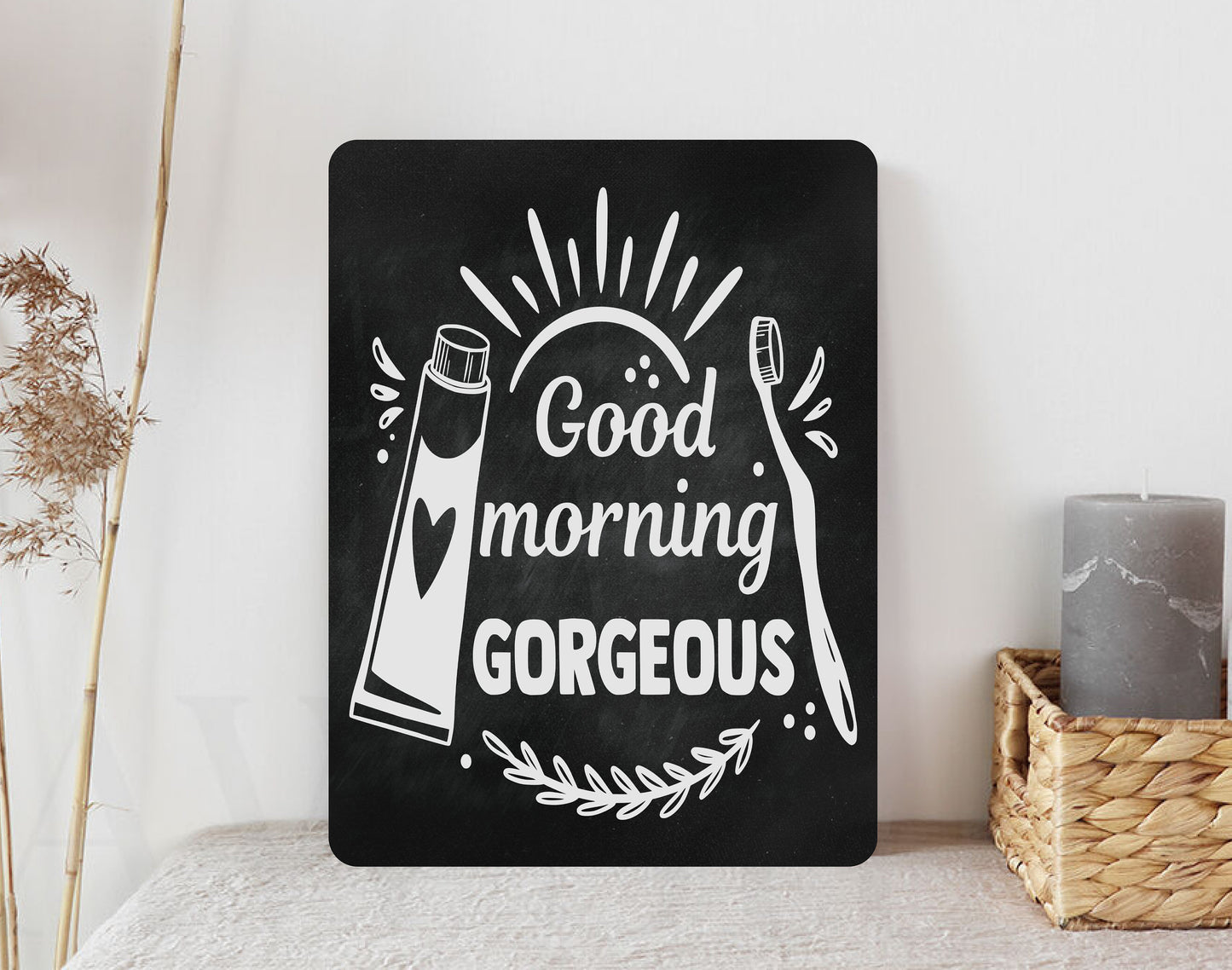Bathroom Toilet Funny Metal Wall Sign Good Morning Gorgeous!