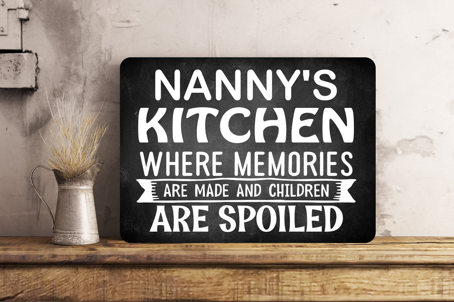 PERSONALISED Grandparent Family Kitchen Metal Wall Sign Children Spoiled Gift Present Home