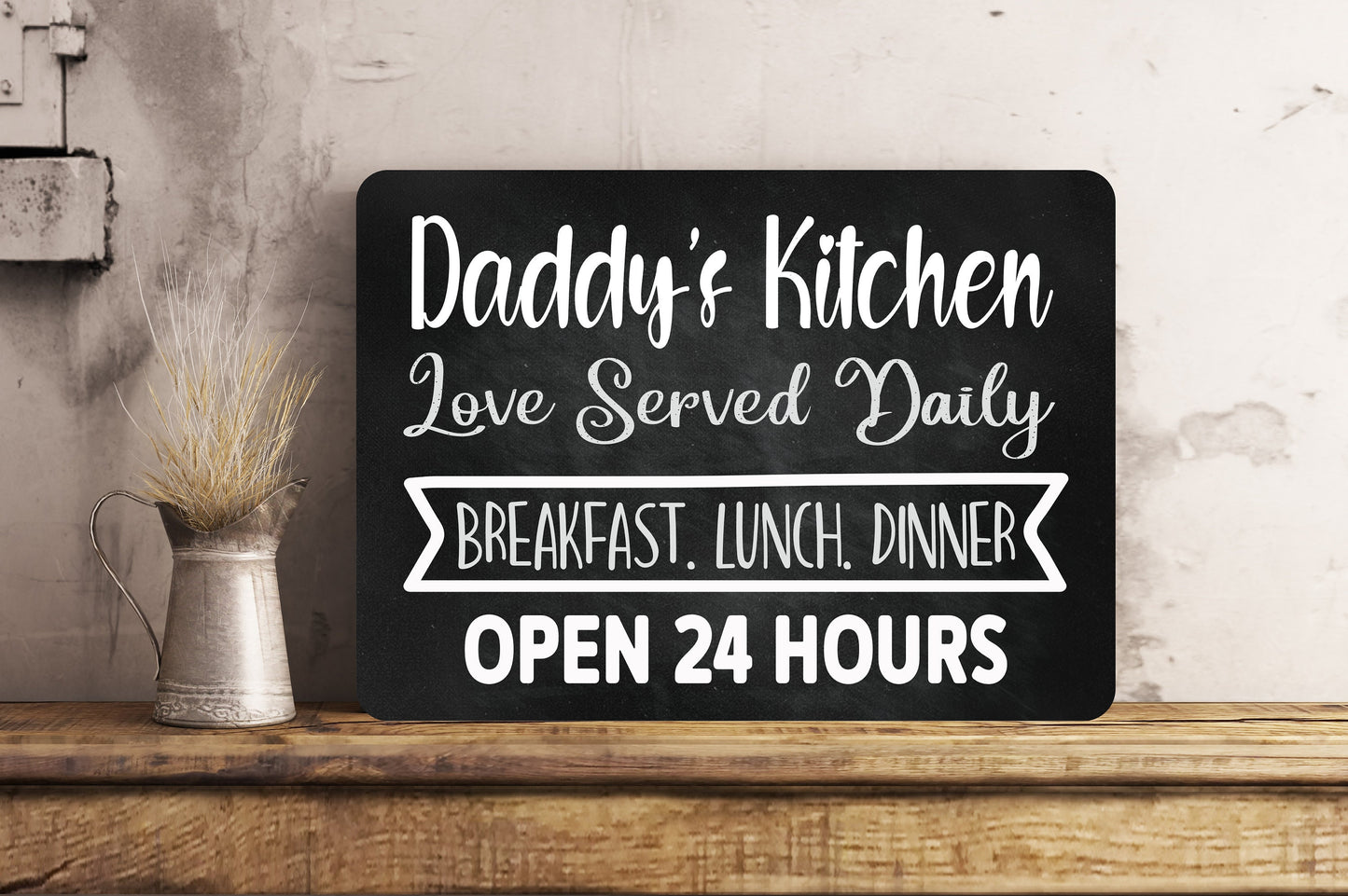 PERSONALISED Family Kitchen Metal Wall Sign Gift Present Home Love Served Daily