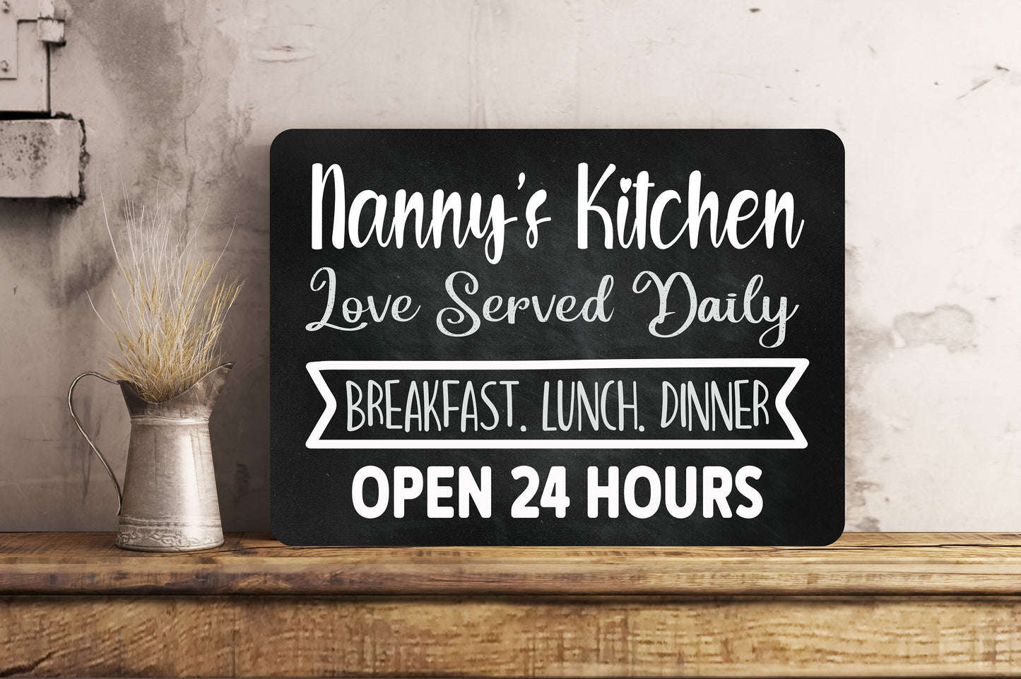 PERSONALISED Family Kitchen Metal Wall Sign Gift Present Home Love Served Daily