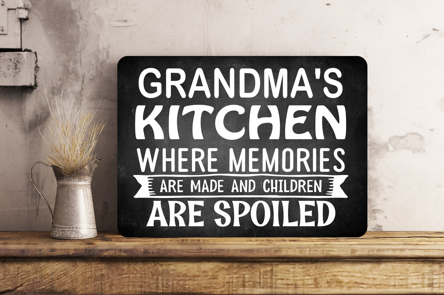 PERSONALISED Grandparent Family Kitchen Metal Wall Sign Children Spoiled Gift Present Home