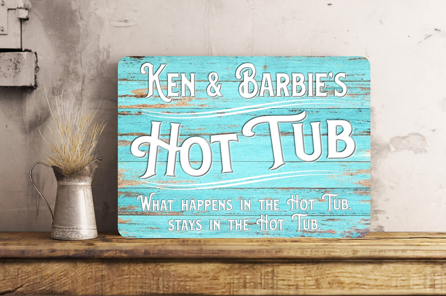 PERSONALISED Funny HOT TUB Garden Metal Wall Sign Gift Dad Present Patio Decking Sign