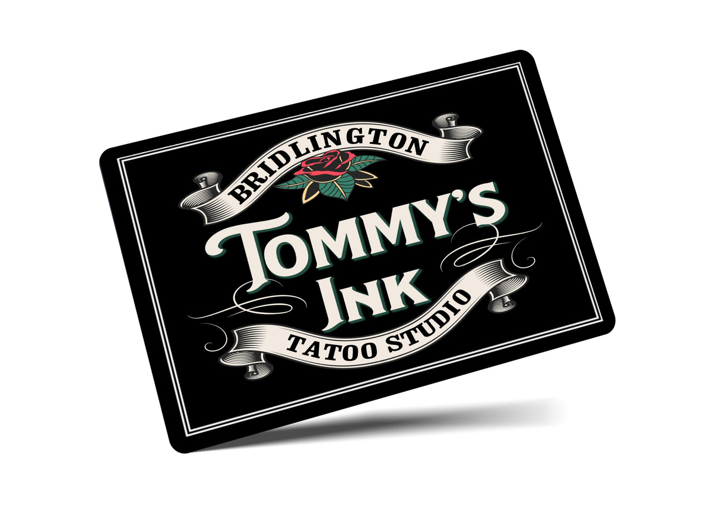 Personalised Tattoo Studio Black Pub Beer Bar Metal Wall Sign Gift Present Landlord Any Name any Town