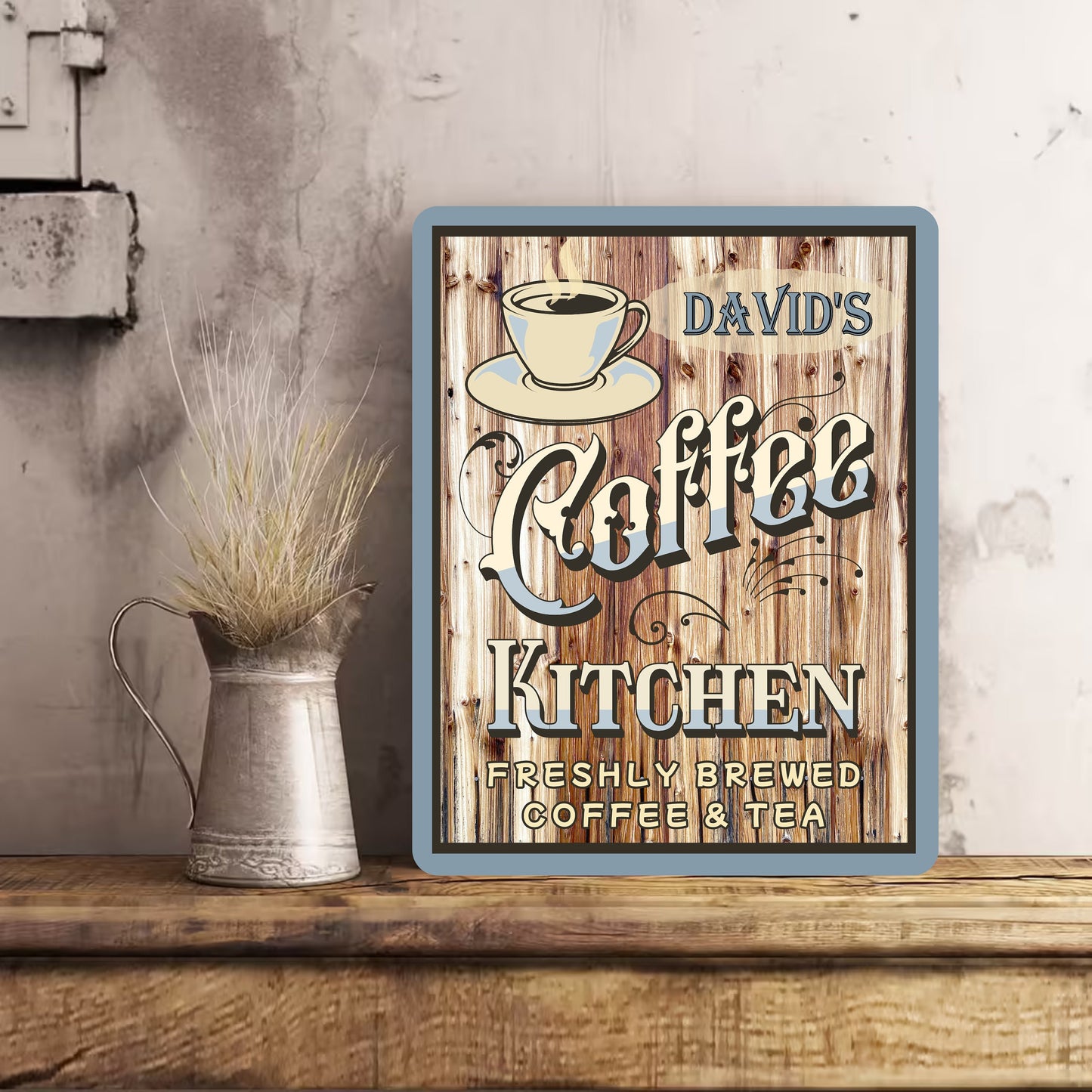 PERSONALISED Retro Vintage Coffee Cafe Kitchen Mum Nanny Any Name Metal Wall Sign Gift Present Mothers Day Gift Tea