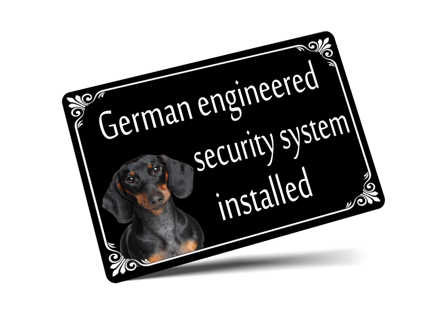 Funny Dachshund Sausage Dog Security Metal Sign Gift Waterproof Garage Parking Outdoor Your Image can be added