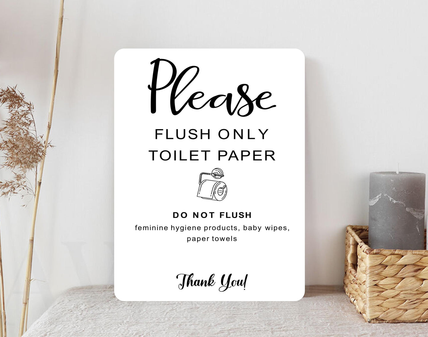 Metal Toilet Sign Bathroom Wall/Door Plaque Gift Please Only Flush Toilet Paper