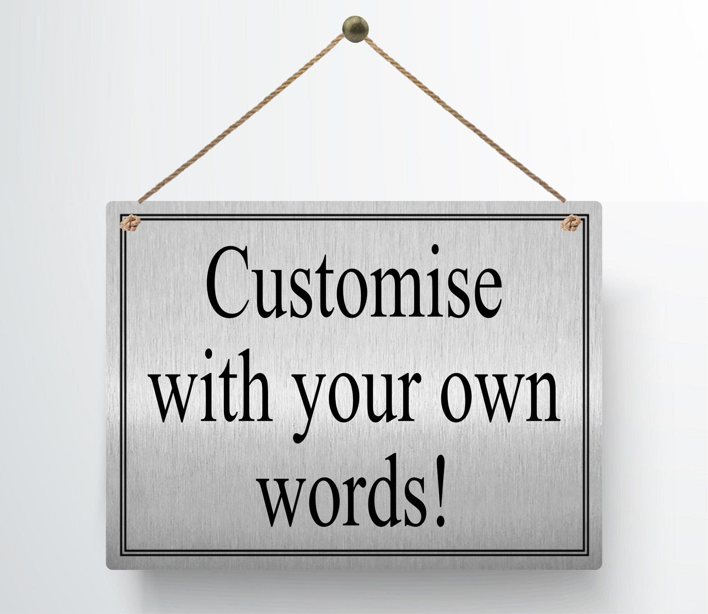 Personalised Metal Sign Hanging Plaque Gifts Custom Any Text Quotes Fun Gift Waterproof Indoor / Outdoor Sign Gold / Silver Background