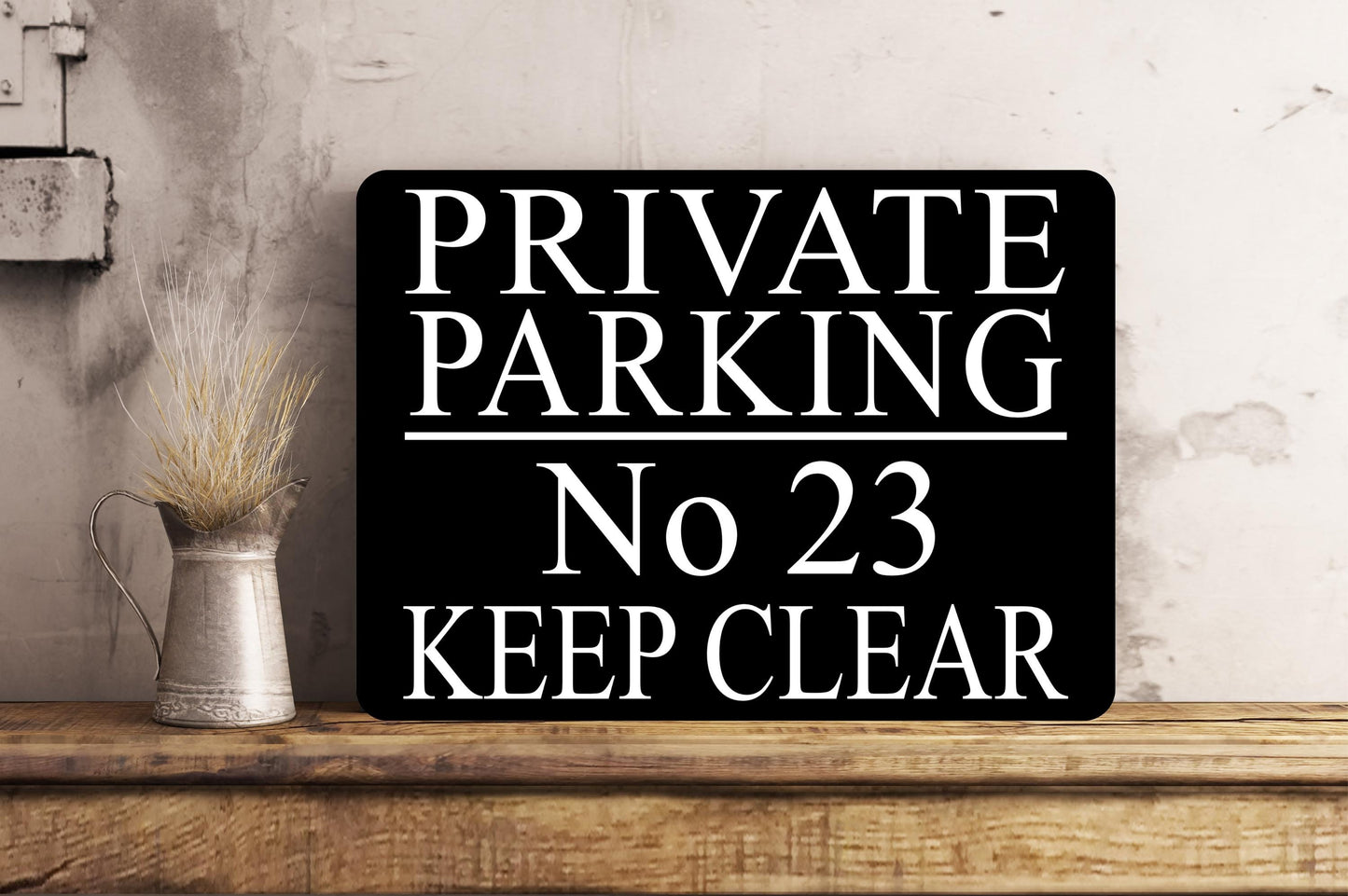PERSONALISED Private Parking Wall Sign Gift Present Home House Keep Clear Black Background