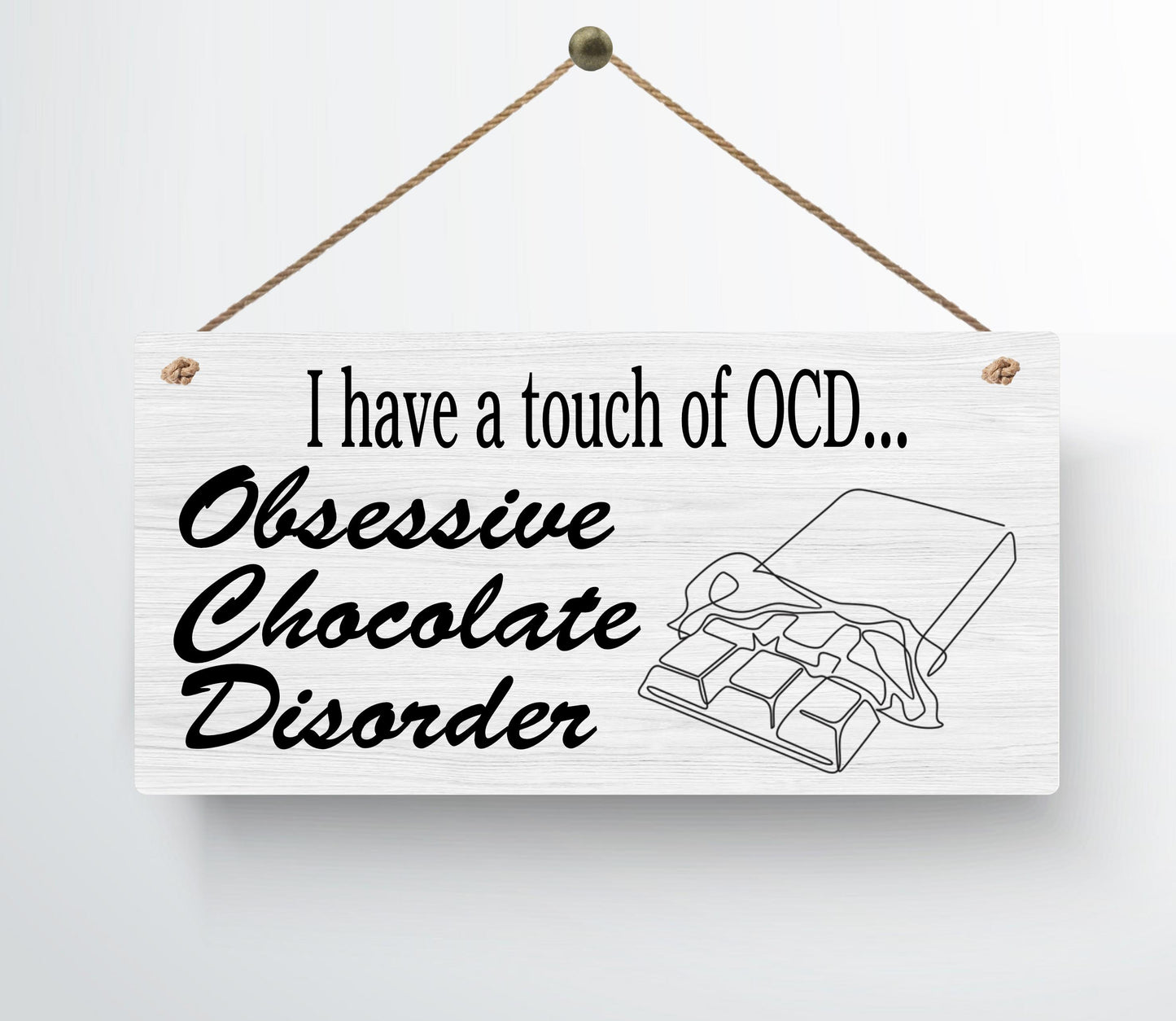 OCD Obsessive Chocolate Disorder Funny Metal Hanging Wall Plaque Gift Present Birthday Christmas
