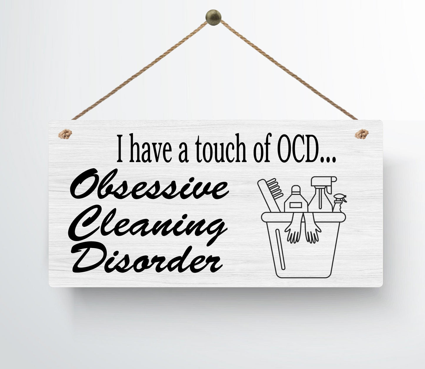 OCD Obsessive Cleaning Disorder Funny Metal Hanging Wall Plaque Gift Present Birthday Christmas