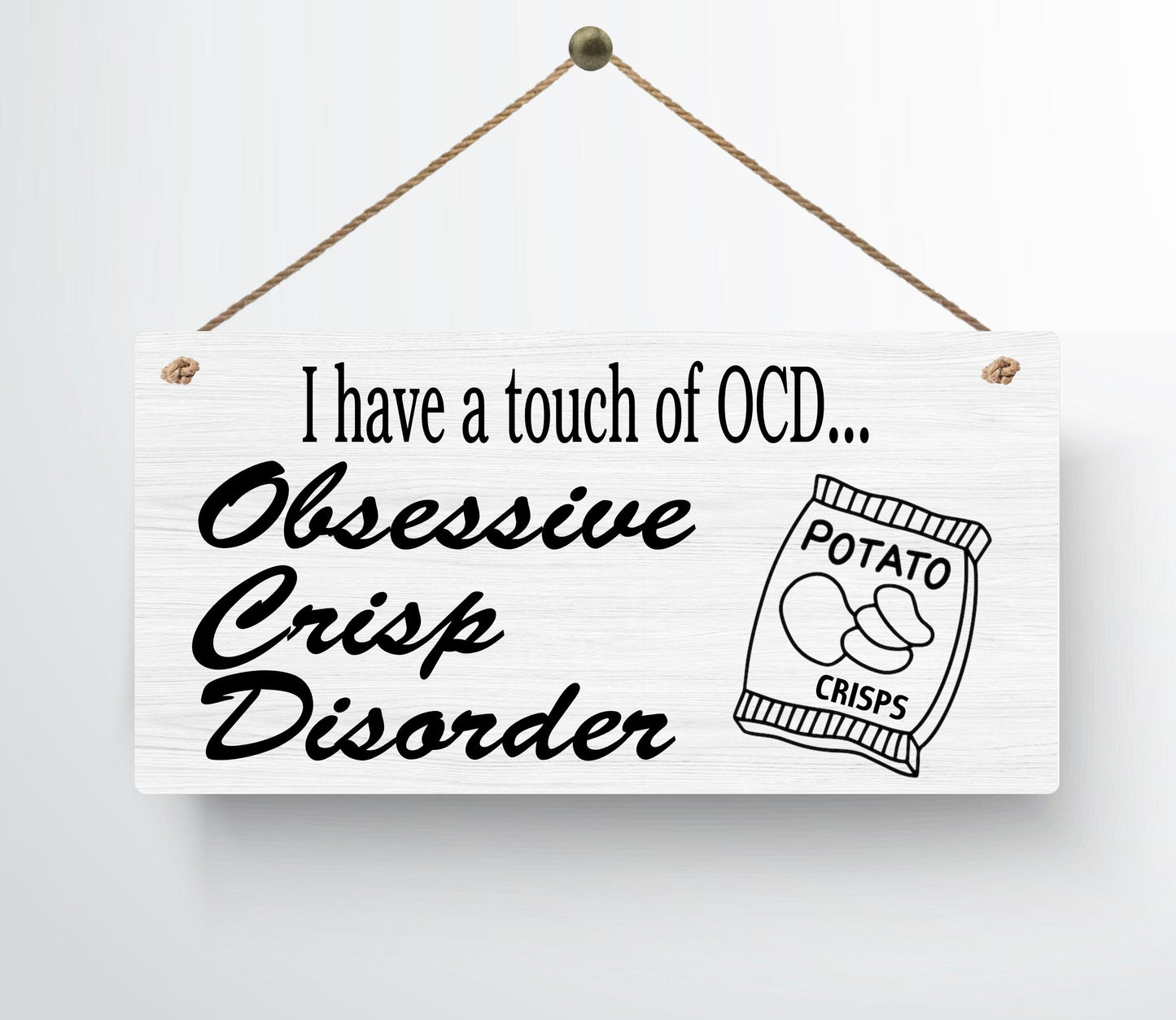 OCD Obsessive Crisp Disorder Funny Metal Hanging Wall Plaque Gift Present Birthday Christmas