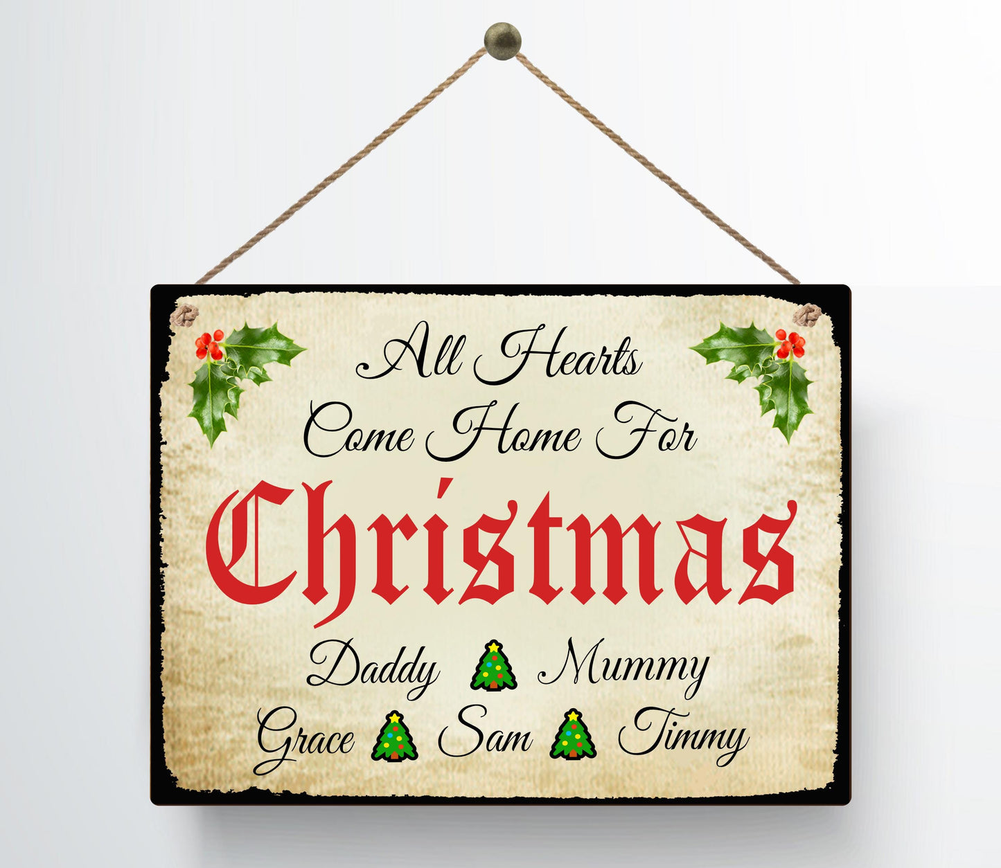 Beautiful Personalised Family Christmas Metal Plaque Sign Emoji All Heart come home for Christmas