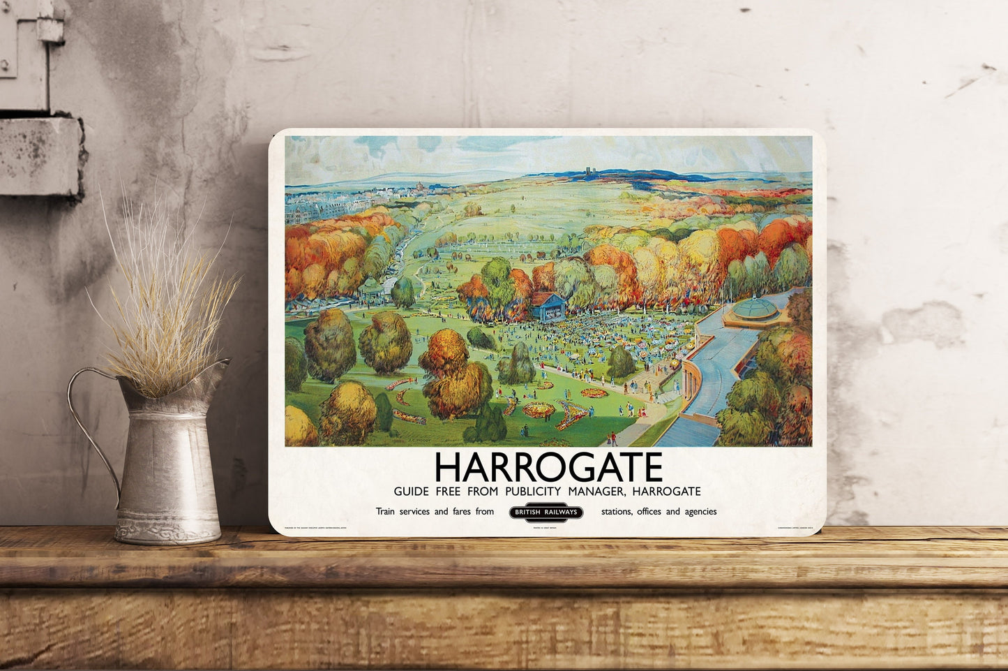 HARROGATE SIGN Plaque Vintage Retro Advert METAL Railway Gift Travel Train