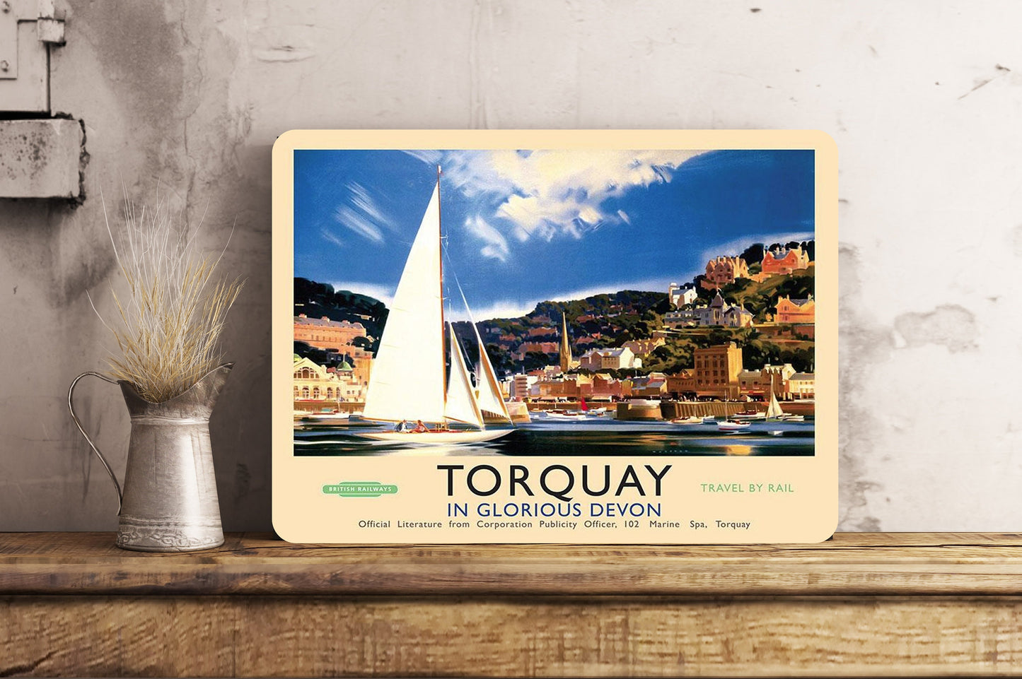 TORQUAY Sign Plaque Vintage Retro Advert METAL Railway Gift Travel Train
