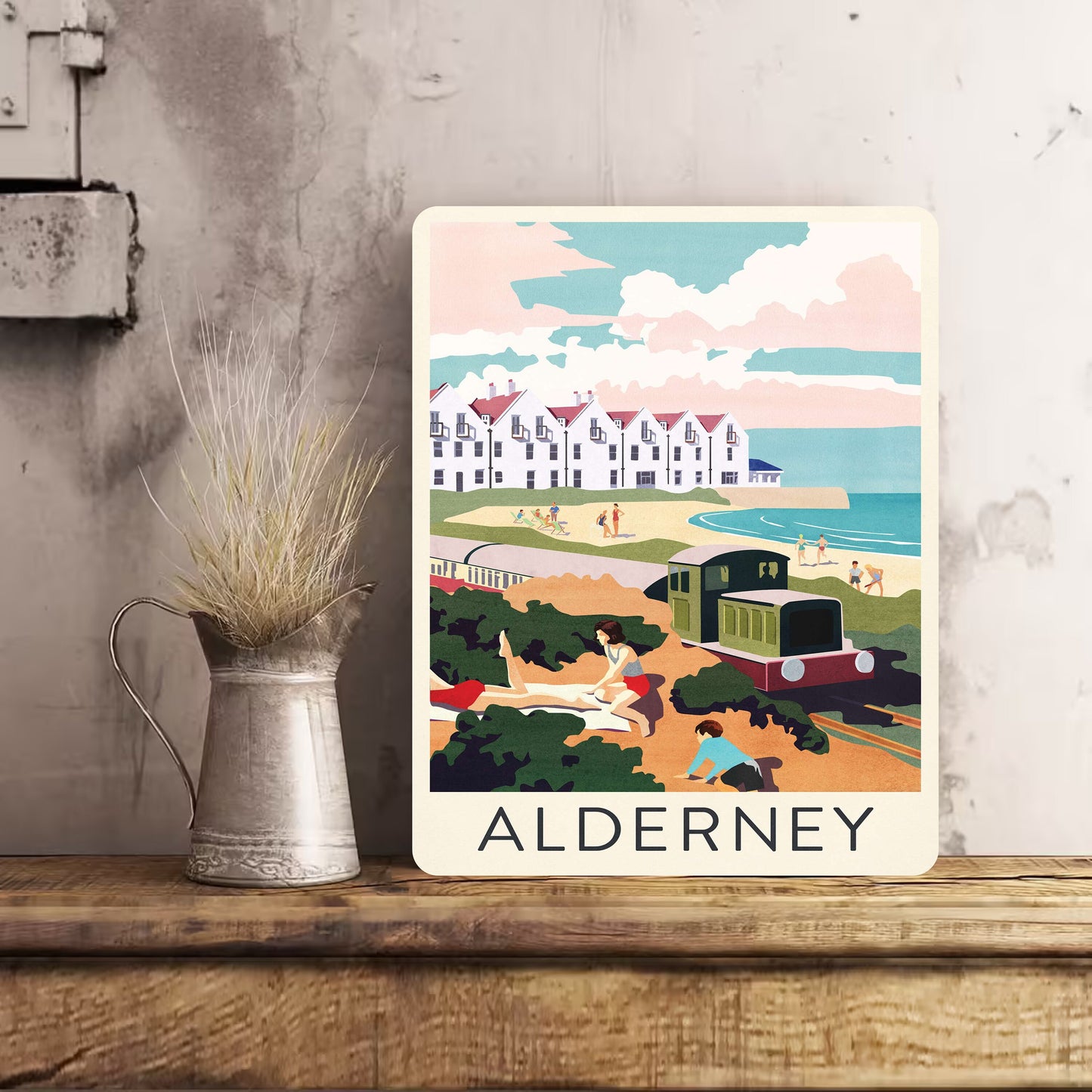 ALDERNEY Metal Wall Sign Plaque Vintage Retro Advert Railway Gift Travel Train
